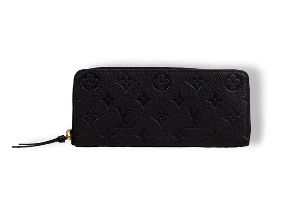 Louis Vuitton Black Clemence Zip Empreinte Leather Wallet GHW
