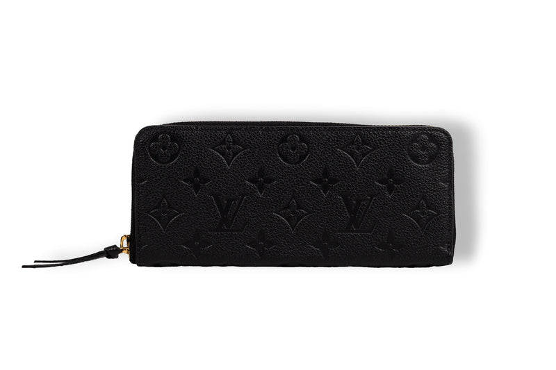 Louis Vuitton Black Clemence Zip Empreinte Leather Wallet GHW