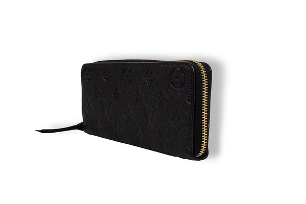 Louis Vuitton Black Clemence Zip Empreinte Leather Wallet GHW