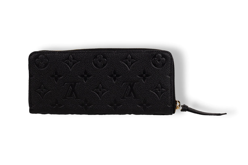 Louis Vuitton Black Clemence Zip Empreinte Leather Wallet GHW