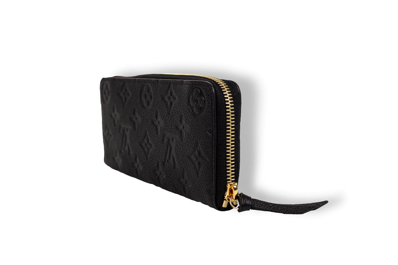 Louis Vuitton Black Clemence Zip Empreinte Leather Wallet GHW