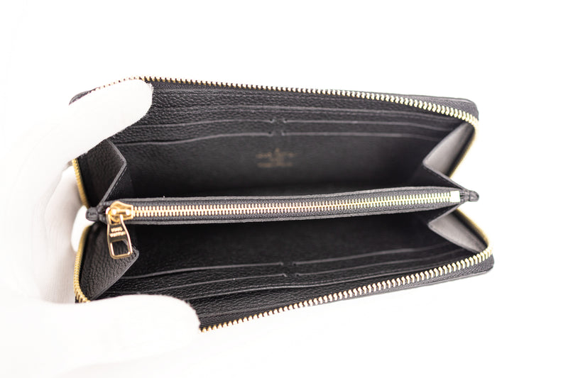 Louis Vuitton Black Clemence Zip Empreinte Leather Wallet GHW