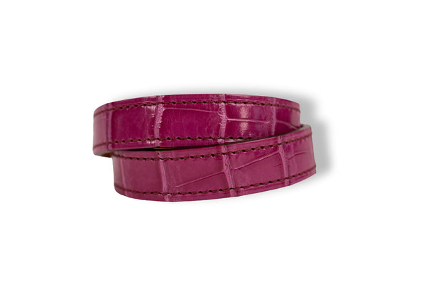 Hermès Purple Pink Kelly Double Tour Crocodile Bracelet PHW