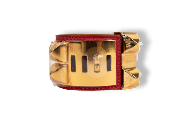 Hermès Red Collier de Chien (CDC) Bracelet GHW