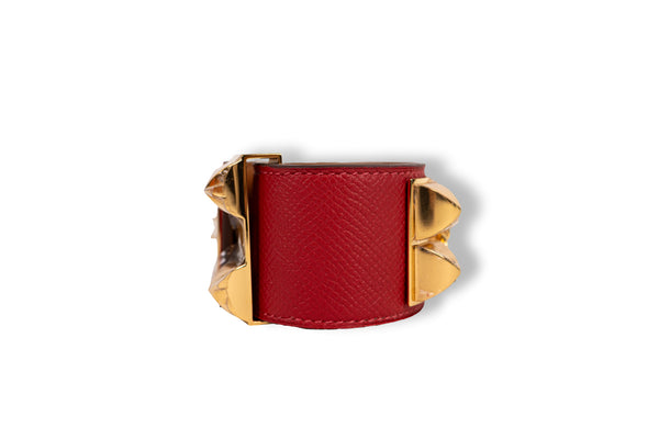 Hermès Red Collier de Chien (CDC) Bracelet GHW