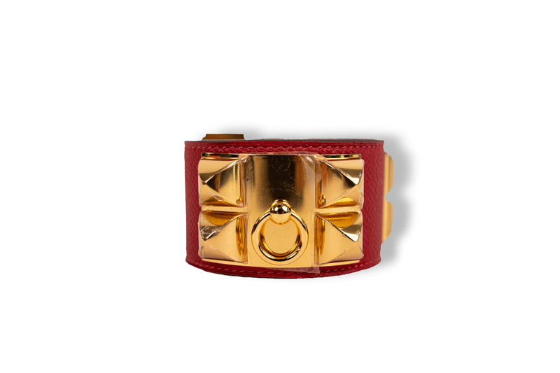 Hermès Red Collier de Chien (CDC) Bracelet GHW