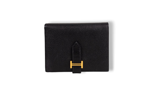 Hermès Black Béarn Wallet GHW
