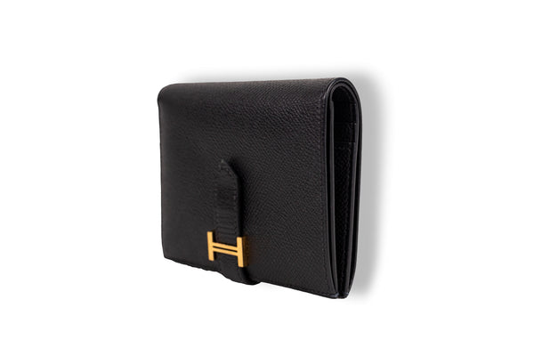Hermès Black Béarn Wallet GHW