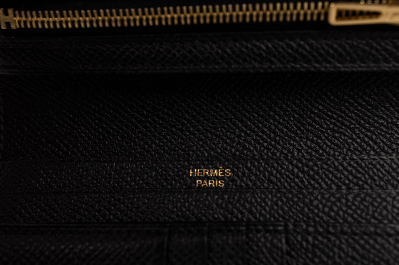 Hermès Black Béarn Wallet GHW