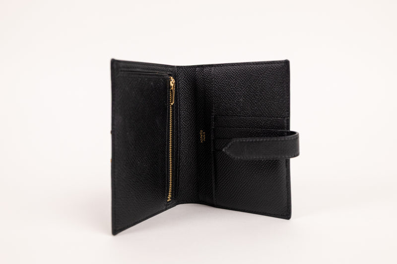 Hermès Black Béarn Wallet GHW