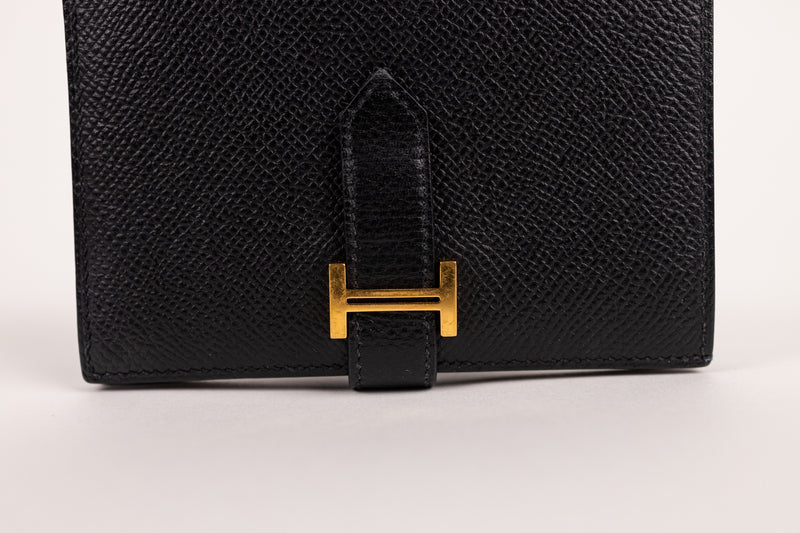 Hermès Black Béarn Wallet GHW
