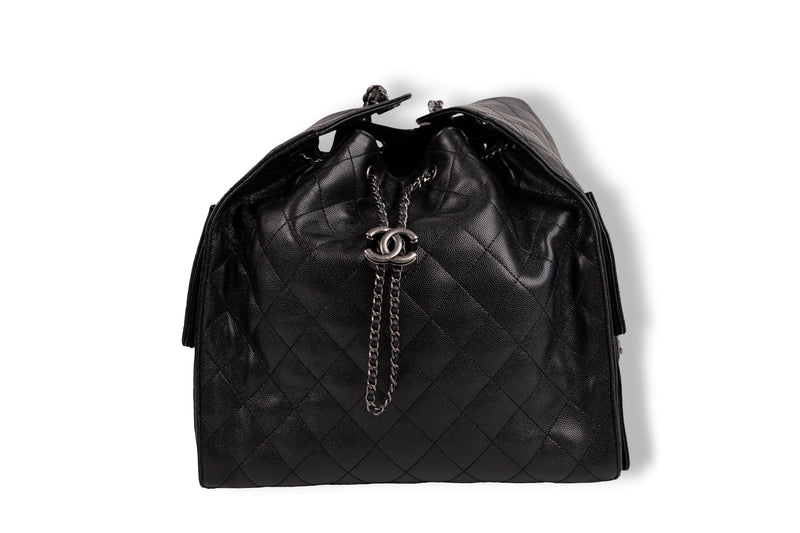 Chanel Black Caviar 26C 30CM Shoulder Bag with Silver Hardware