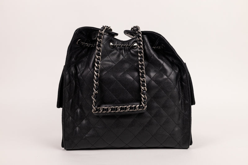 Chanel Black Caviar 26C 30CM Shoulder Bag with Silver Hardware