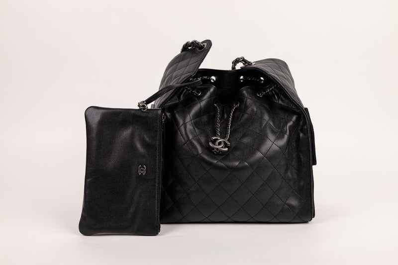Chanel Black Caviar 26C 30CM Shoulder Bag with Silver Hardware