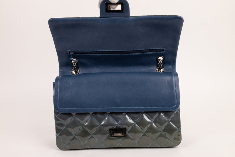 Chanel Dark Blue Patent Reissue 225 Flap Bag with Silver Hardware