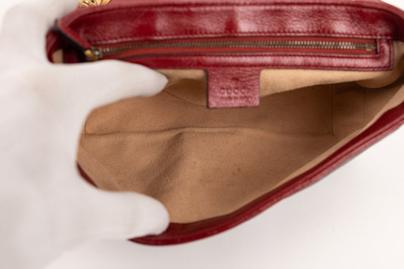 Gucci Black Red Marmont Diagonal Flap G Bag