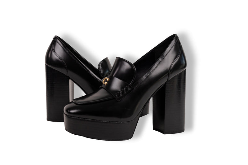 Coach Black Leather Lllyse Platform Heels Size 8.5