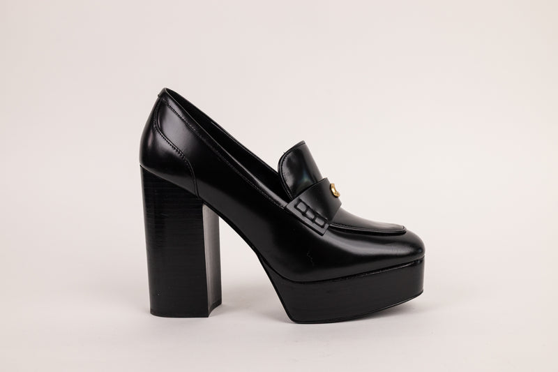 Coach Black Leather Lllyse Platform Heels Size 8.5