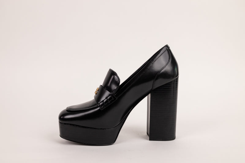 Coach Black Leather Lllyse Platform Heels Size 8.5