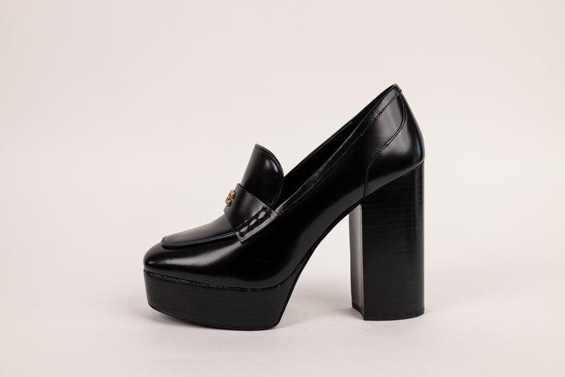 Coach Black Leather Lllyse Platform Heels Size 8.5