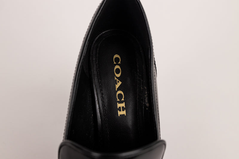 Coach Black Leather Lllyse Platform Heels Size 8.5