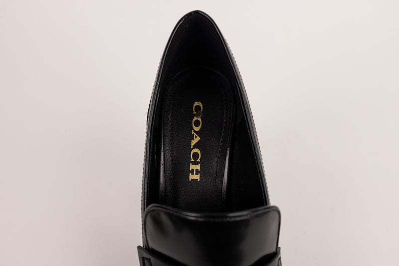 Coach Black Leather Lllyse Platform Heels Size 8.5