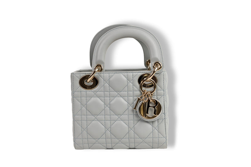 Christian Dior Light Blue Mini Lady Dior with Gold Hardware