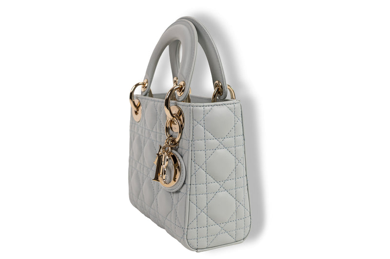 Christian Dior Light Blue Mini Lady Dior with Gold Hardware