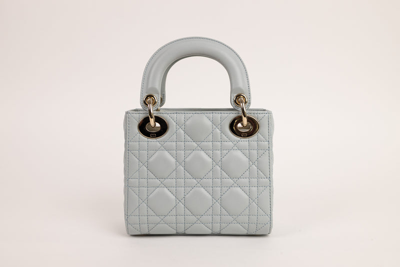 Christian Dior Light Blue Mini Lady Dior with Gold Hardware