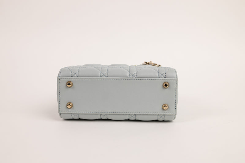 Christian Dior Light Blue Mini Lady Dior with Gold Hardware