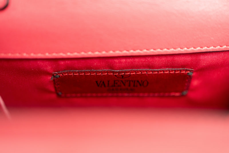 Valentino Pink Rockstud Flap Crossbody with Gold Studs