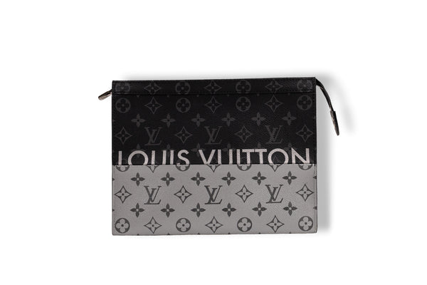 Louis Vuitton Black Gray Silver Monogram Pochette Voyage