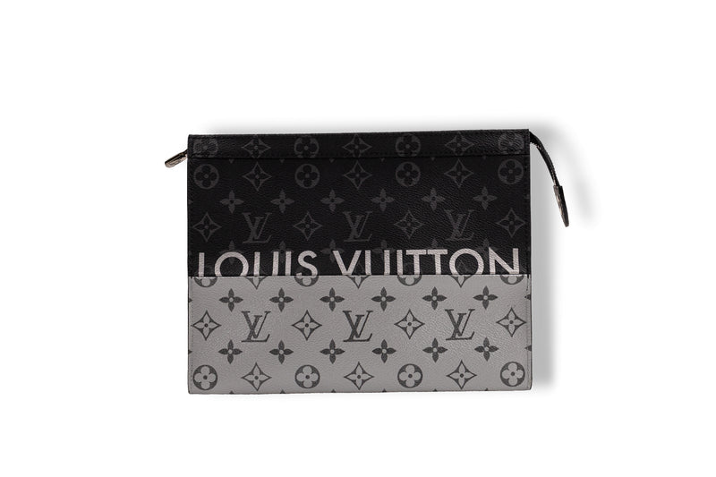 Louis Vuitton Black Gray Silver Monogram Pochette Voyage