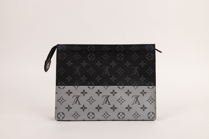 Louis Vuitton Black Gray Silver Monogram Pochette Voyage