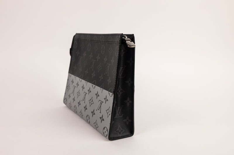 Louis Vuitton Black Gray Silver Monogram Pochette Voyage