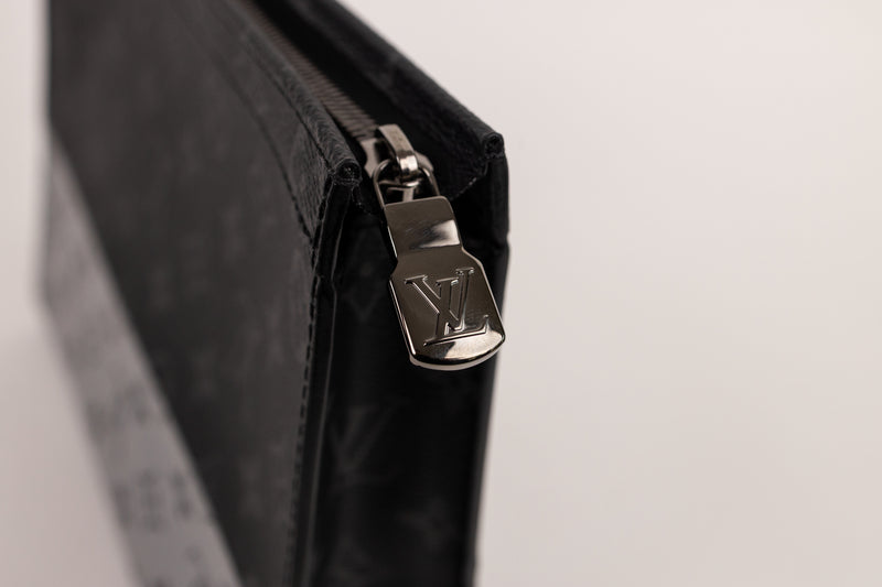 Louis Vuitton Black Gray Silver Monogram Pochette Voyage
