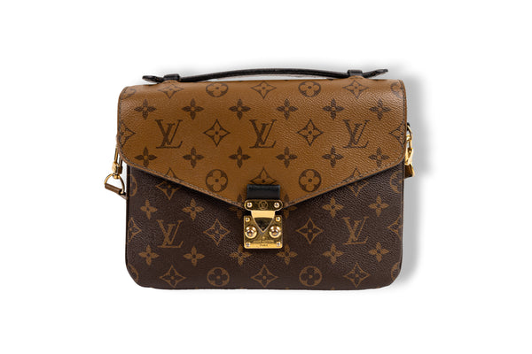 Louis Vuitton Brown Monogram Reverse Pochette Métis with Gold Hardware