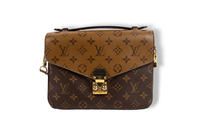 Louis Vuitton Brown Monogram Reverse Pochette Métis with Gold Hardware