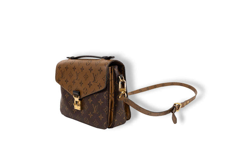 Louis Vuitton Brown Monogram Reverse Pochette Métis with Gold Hardware