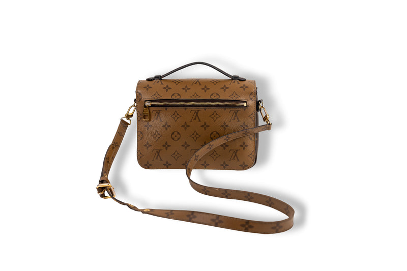 Louis Vuitton Brown Monogram Reverse Pochette Métis with Gold Hardware