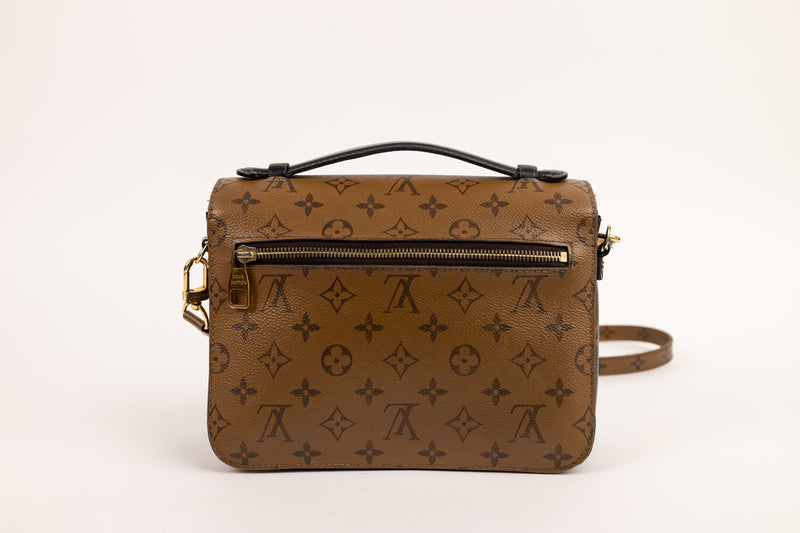 Louis Vuitton Brown Monogram Reverse Pochette Métis with Gold Hardware