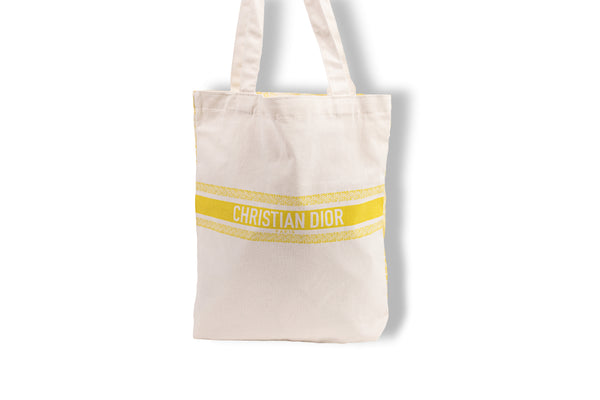 Christian Dior Off White Cream Yellow Oblique Canvas Tote