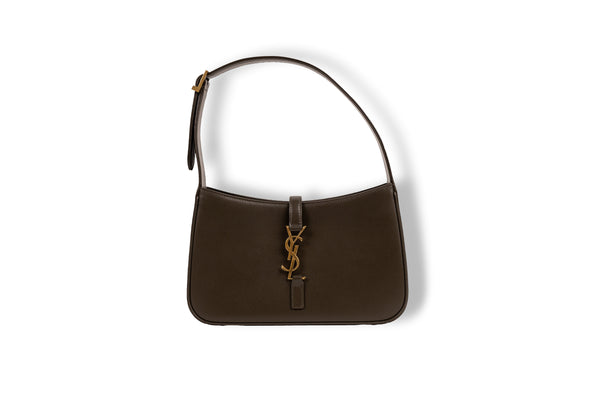 Saint Laurent Olive Green Smooth Leather Le 5 À 7 Hobo Bag with Gold Hardware