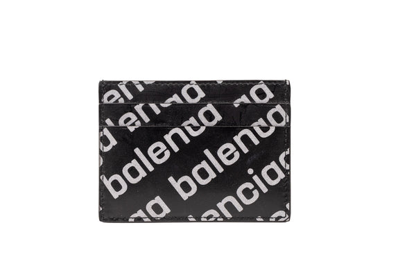 Balenciaga Black Leather Metallic Logo Card Holder – On Que Style