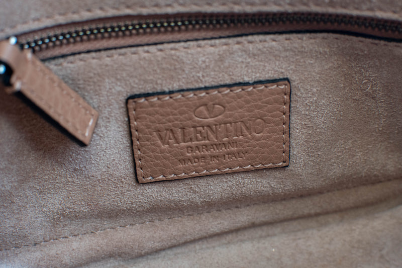 Valentino Beige Grain Leather Guitar Rockstud Rolling Crossbody Bag