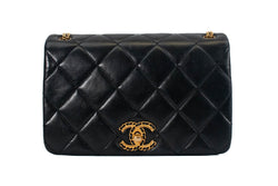 Chanel Black Quilted Lambskin On And On Compartment Medium Full Flap Bag