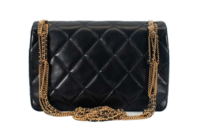 Chanel Black Quilted Lambskin On And On Compartment Medium Full Flap Bag