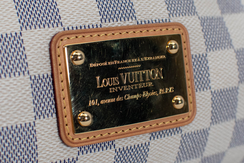 Louis Vuitton Cream & Blue Damier Azur Eva Clutch – On Que Style