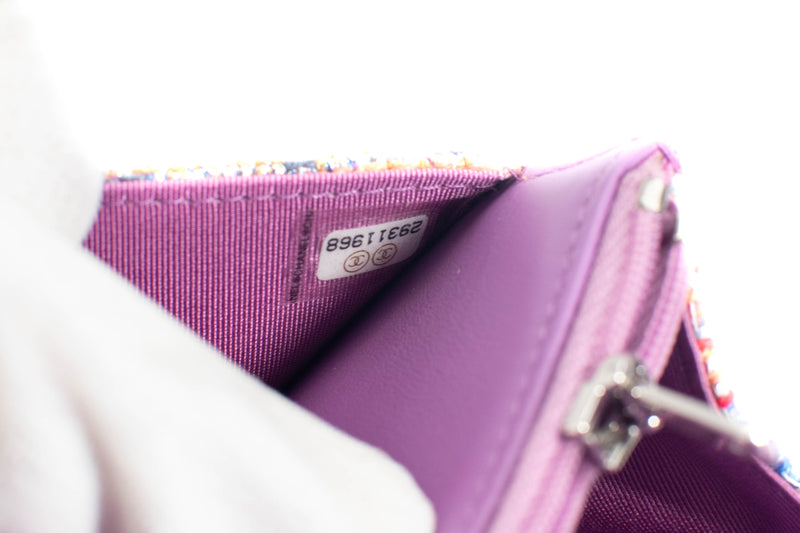 Chanel Purple Tweed Iridescent Wallet On Chain WOC