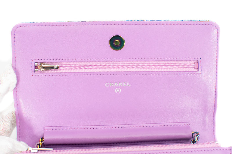 Chanel Purple Tweed Iridescent Wallet On Chain WOC